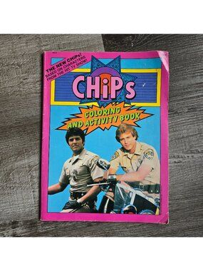 Chips Coloring Activity Book Vintage 1983 TV Show 80s Cops Police Pop Culture